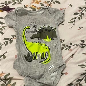 Gerber Gray Bodysuit with Green Dinosaur Print